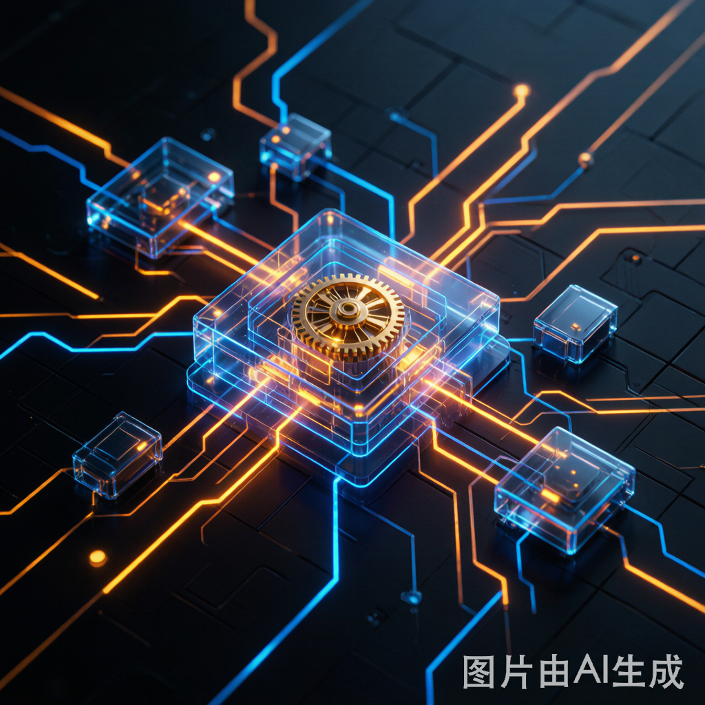 未来感AI芯片架构概念图