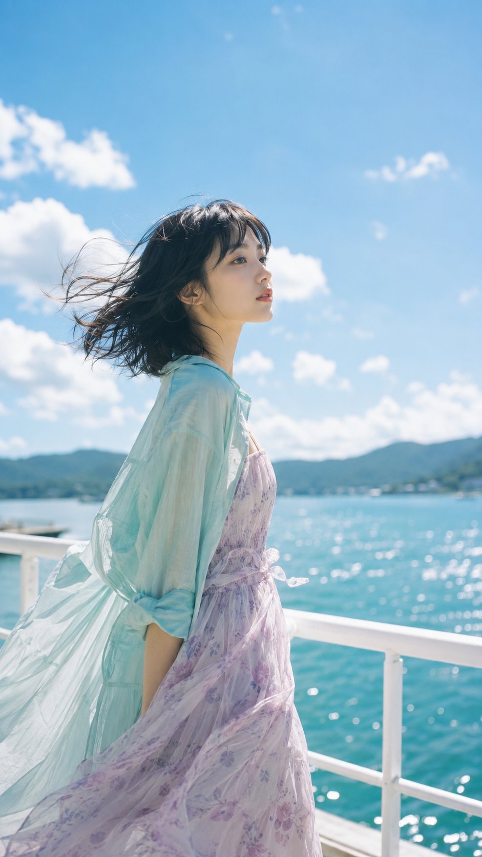 盛夏多巴胺色调东亚少女低角度人像