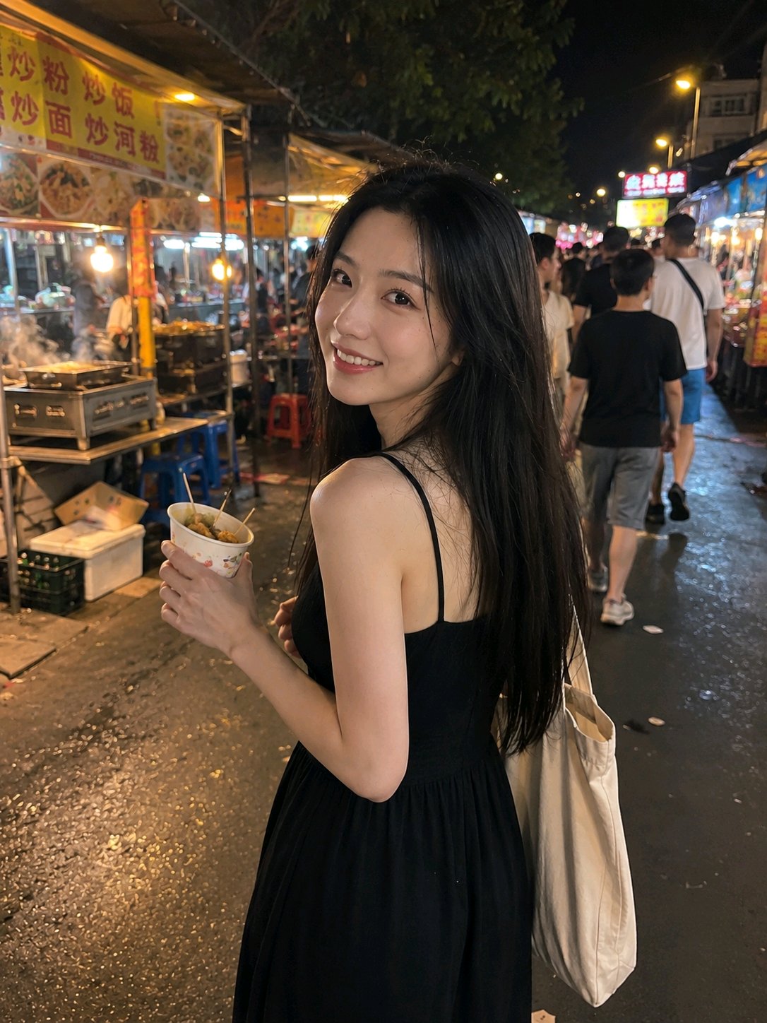 夜市回眸亚洲女性手机抓拍