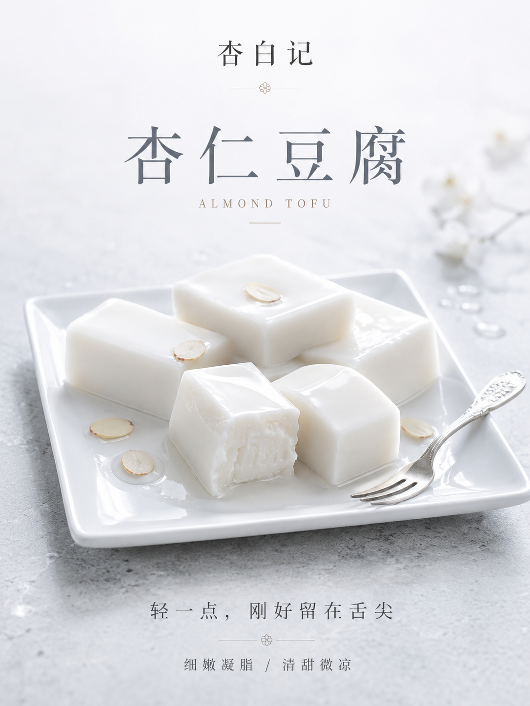 杏白记高端杏仁豆腐凝脂美学海报