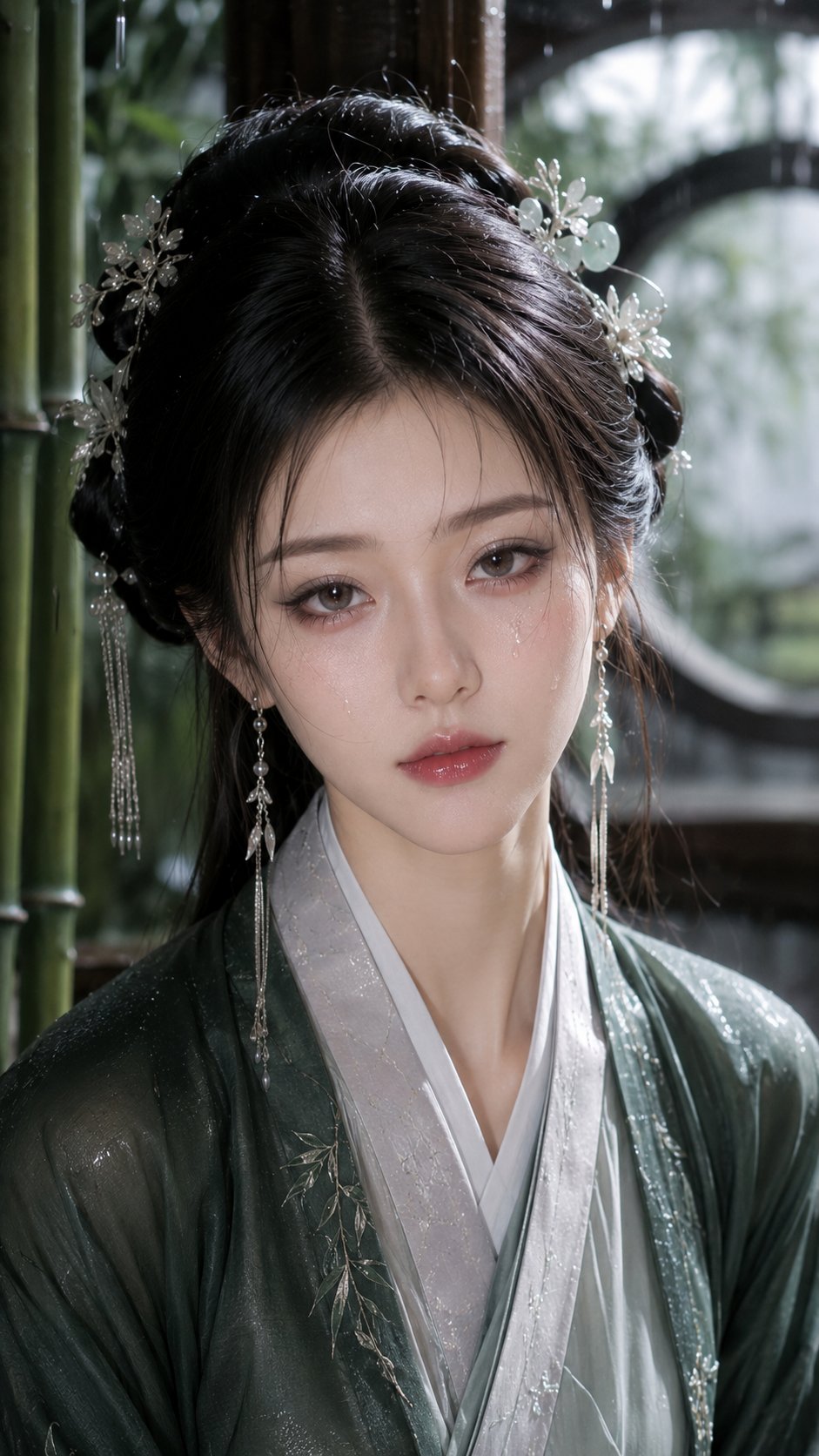 古风江南雨夜贵女美妆特写真实摄影