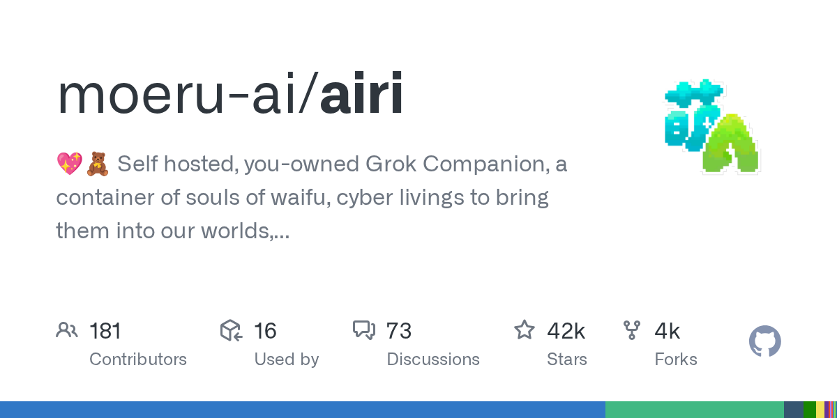 AIRI：自托管 AI 数字伴侣，能实时语音聊天、陪你打 Minecraft（42K+ Stars）