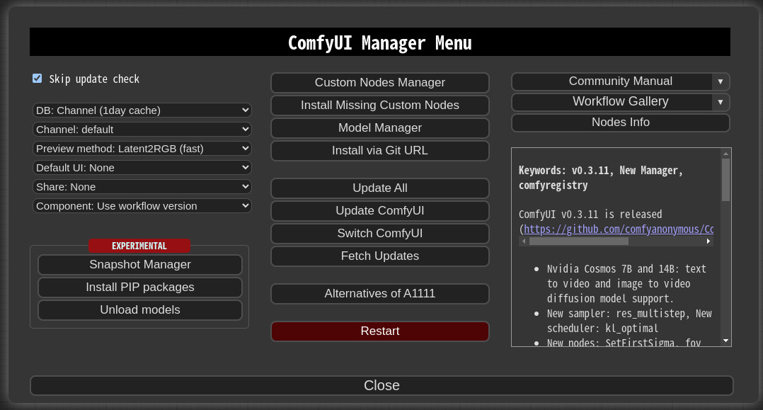 ComfyUI-Manager 安装对话框
