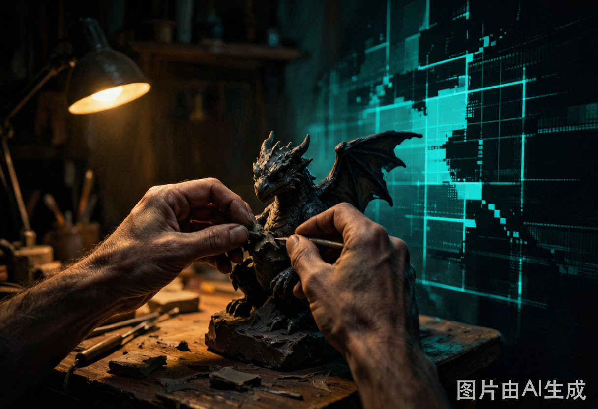 守护手工艺术与AI之争的概念插画