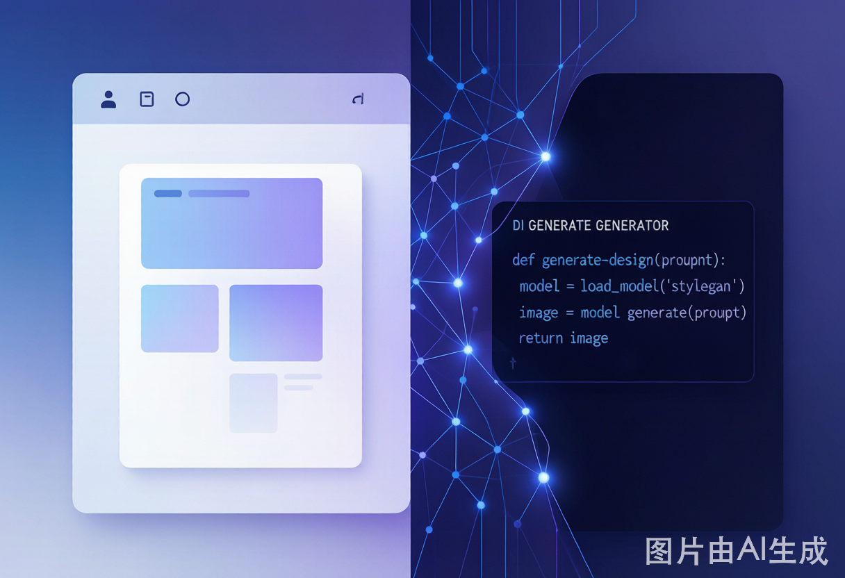 设计画布与AI代码生成融合的科技插画