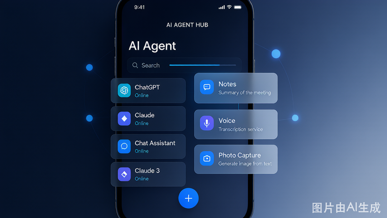 Notion Agents iPhone 应用界面示意图