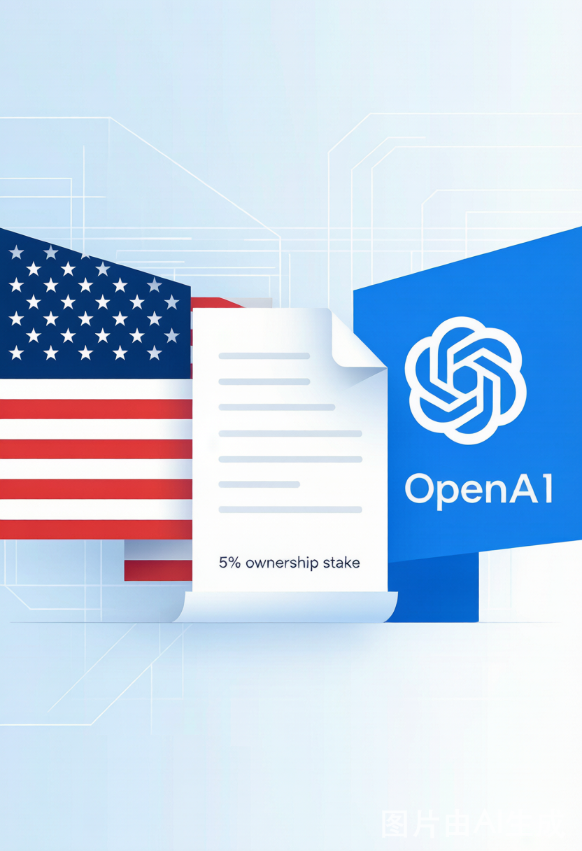 OpenAI与美国政府AI股份协议概念图