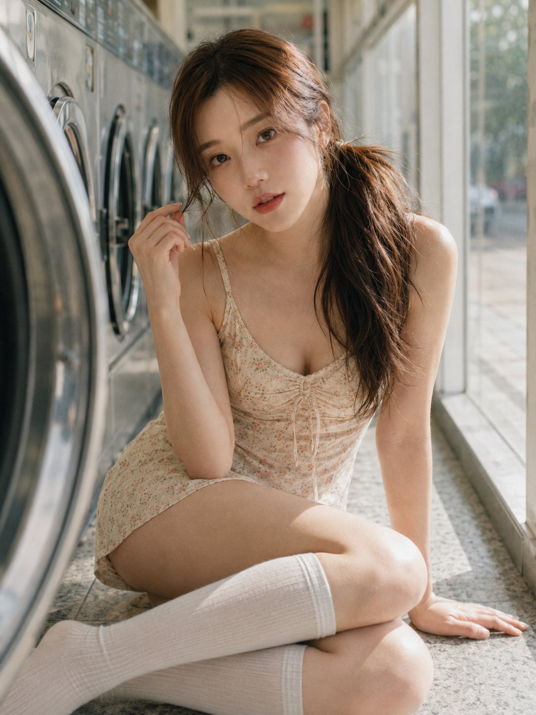 夏日洗衣店清新私写真